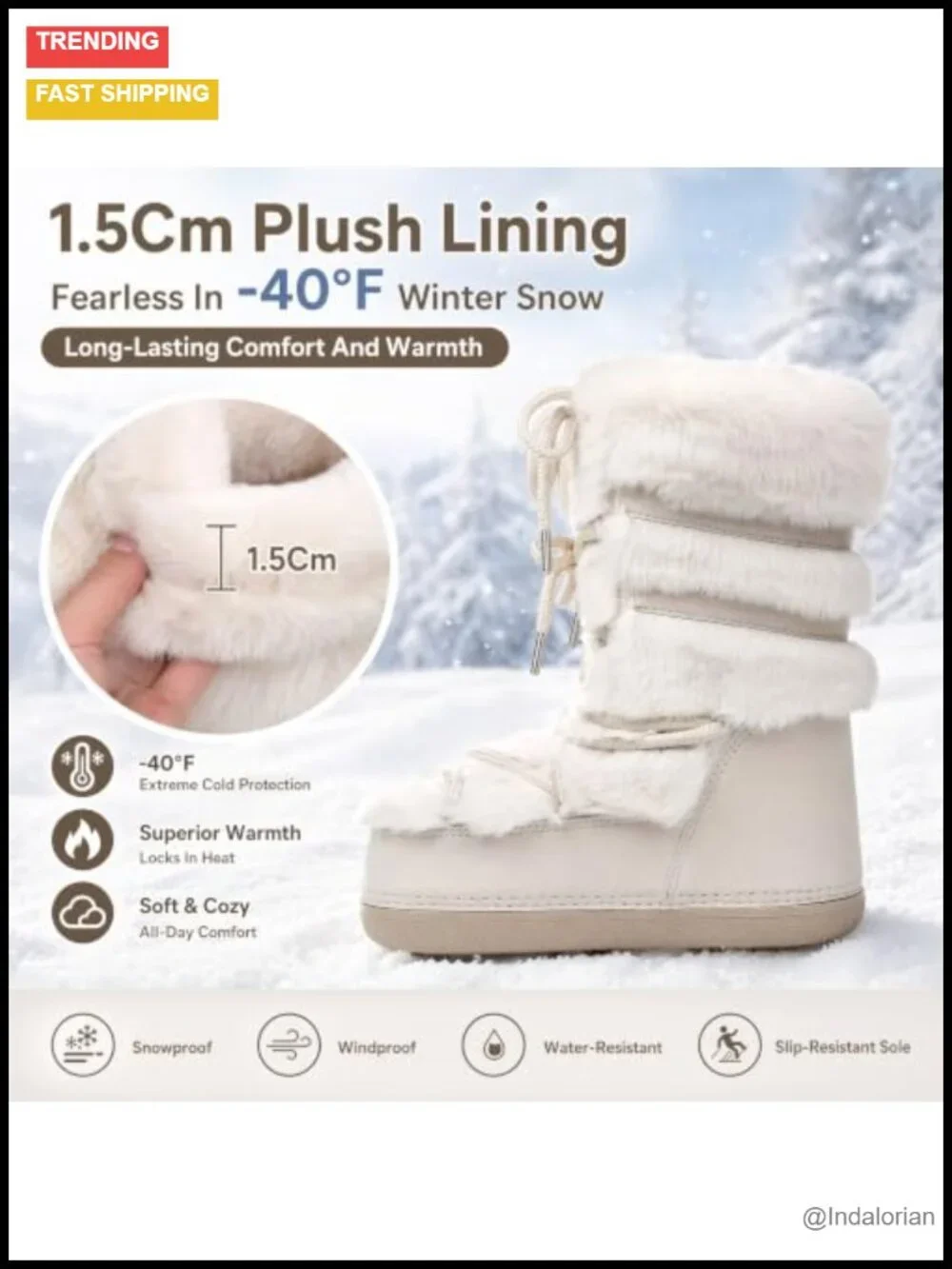 Faux Fur Water-Resistant Mid-Calf Snow Boots with Lace-Up & Platform